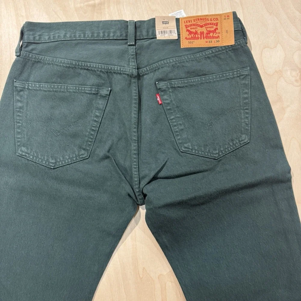 Levis 501 Jeans Mens 33x30 Green Original Fit Straight Leg Button Fly Denim